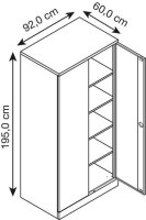 Gürkan Stahlschrank 109764 lichtgrau 4 Fachböden 92,0 x 60,0 x 195,0 cm, aufgebaut, 1 St.
