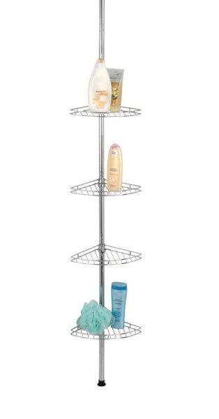 WENKO Teleskop-Duschregal Prea silber 28,0 x 20,0 x 65,0 - 275,0 cm