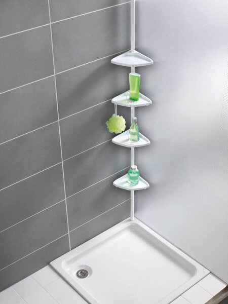 WENKO Teleskop-Duschregal Compact weiß 26,0 x 19,5 x 78,0-275,0 cm