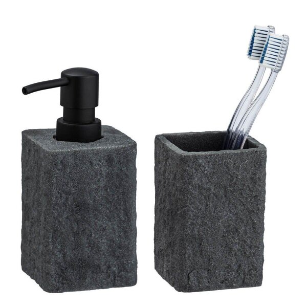 WENKO Badaccessoires-Set Villata anthrazit, 1 Set