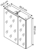 POSSEIK Spiegelschrank weiß 60,0 x 16,0 x 68,0 cm