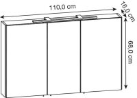 POSSEIK Spiegelschrank weiß 110,0 x 16,0 x 68,0 cm