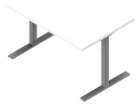 Quadrifoglio Schreibtisch weiß rechteckig, C-Fuß-Gestell silber 120,0 x 80,0 cm