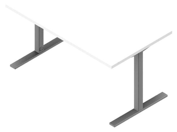 Quadrifoglio Schreibtisch weiß rechteckig, C-Fuß-Gestell silber 140,0 x 80,0 cm