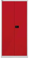BISLEY Stahlschrank Universal E782A04506 lichtgrau, kardinalrot 4 Fachböden 91,4 x 40,0 x 195,0 cm, aufgebaut, 1 St.