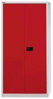 BISLEY Stahlschrank Universal E782A04506 lichtgrau, kardinalrot 4 Fachböden 91,4 x 40,0 x 195,0 cm, aufgebaut, 1 St.