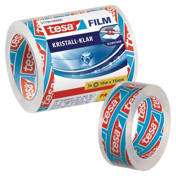 tesa KRISTALL-KLAR Klebefilm transparent 15,0 mm x 10,0 m 3 Rollen
