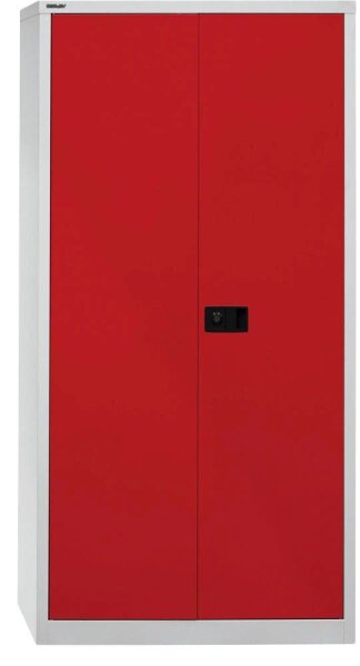 BISLEY Stahlschrank E782A04G506 lichtgrau, kardinalrot 4 Fachböden 91,4 x 40,0 x 195,0 cm, aufgebaut, 1 St.