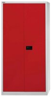 BISLEY Stahlschrank E782A04G506 lichtgrau, kardinalrot 4 Fachböden 91,4 x 40,0 x 195,0 cm, aufgebaut, 1 St.