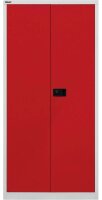 BISLEY Stahlschrank HC782S4G506 lichtgrau, kardinalrot 4 Fachböden 91,4 x 50,0 x 195,0 cm, aufgebaut, 1 St.