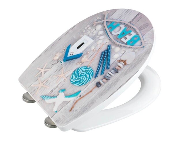 WENKO WC-Sitz mit Absenkautomatik Premium WC-Sitz  grau, blau, 1 St.