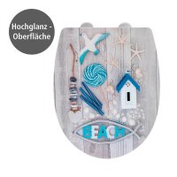 WENKO WC-Sitz mit Absenkautomatik Premium WC-Sitz  grau, blau, 1 St.