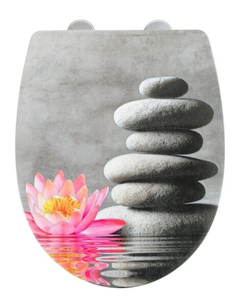 WENKO WC-Sitz mit Absenkautomatik Water Lily grau, rosa, 1 St.