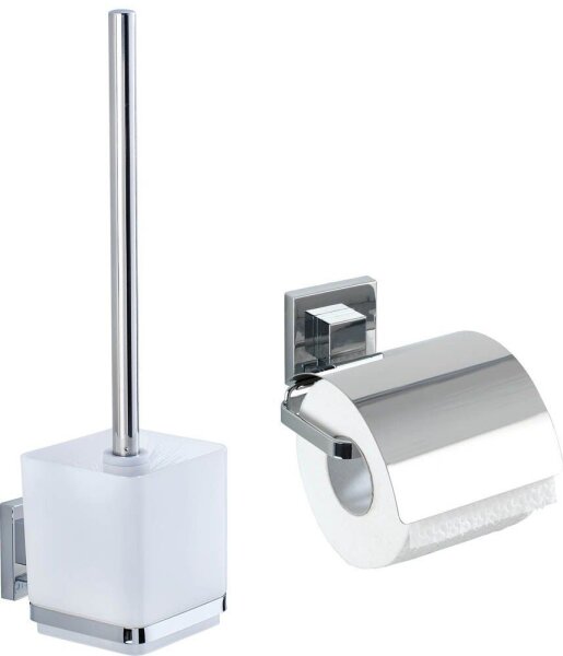 WENKO WC-Garnitur Quadro silber Metall, 1 Set