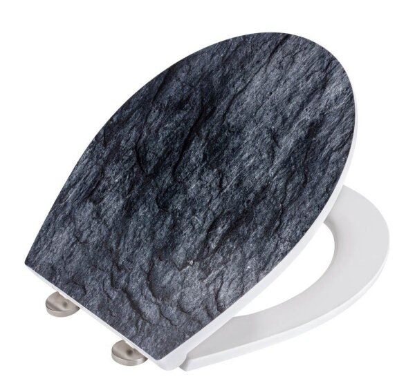 WENKO WC-Sitz mit Absenkautomatik Slate Rock schwarz, 1 St.