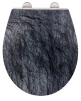 WENKO WC-Sitz mit Absenkautomatik Slate Rock schwarz, 1 St.