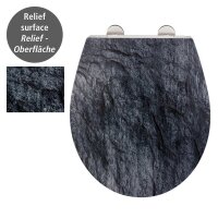 WENKO WC-Sitz mit Absenkautomatik Slate Rock schwarz, 1 St.