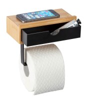 WENKO Toilettenpapierhalter mit Ablage Bambusa braun, schwarz, 1 St.