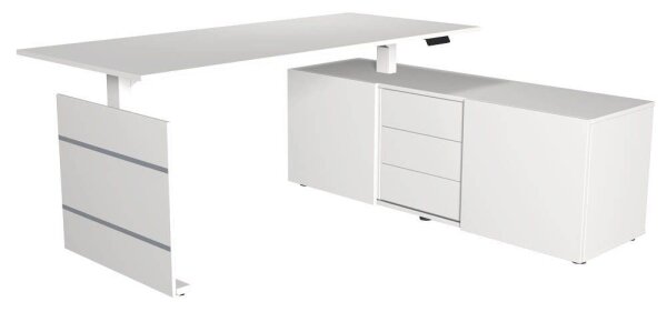 Kerkmann Move 3 elektrisch höhenverstellbarer Schreibtisch weiß rechteckig, Wangen-Gestell weiß 180,0 x 80,0 cm