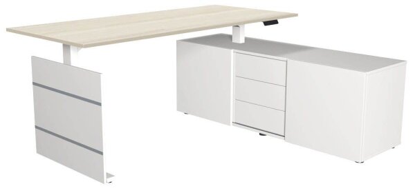 Kerkmann Move 3 elektrisch höhenverstellbarer Schreibtisch ahorn, weiß rechteckig, Wangen-Gestell weiß 180,0 x 80,0 cm