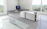 Kerkmann Move 3 elektrisch höhenverstellbarer Schreibtisch grafit, weiß rechteckig, Wangen-Gestell weiß 180,0 x 80,0 cm