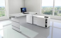 Kerkmann Move 3 elektrisch höhenverstellbarer Schreibtisch lichtgrau, weiß rechteckig, Wangen-Gestell weiß 180,0 x 80,0 cm