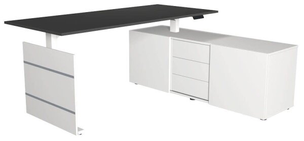 Kerkmann Move 3 elektrisch höhenverstellbarer Schreibtisch anthrazit, weiß rechteckig, Wangen-Gestell weiß 180,0 x 80,0 cm