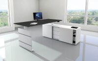 Kerkmann Move 3 elektrisch höhenverstellbarer Schreibtisch anthrazit, weiß rechteckig, Wangen-Gestell weiß 180,0 x 80,0 cm