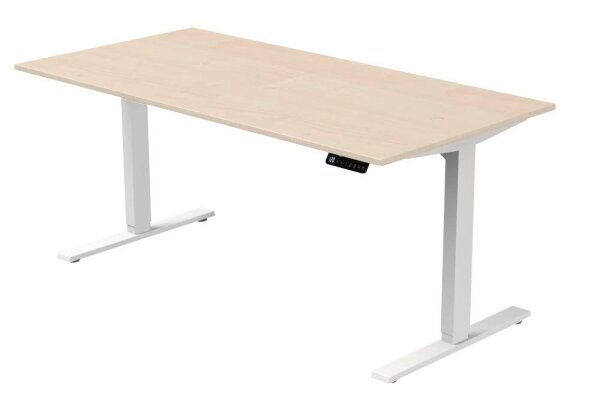 Kerkmann Move 3 elektrisch höhenverstellbarer Schreibtisch ahorn rechteckig, T-Fuß-Gestell weiß 160,0 x 80,0 cm