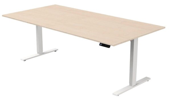 Kerkmann Move 3 elektrisch höhenverstellbarer Schreibtisch ahorn rechteckig, T-Fuß-Gestell weiß 200,0 x 100,0 cm
