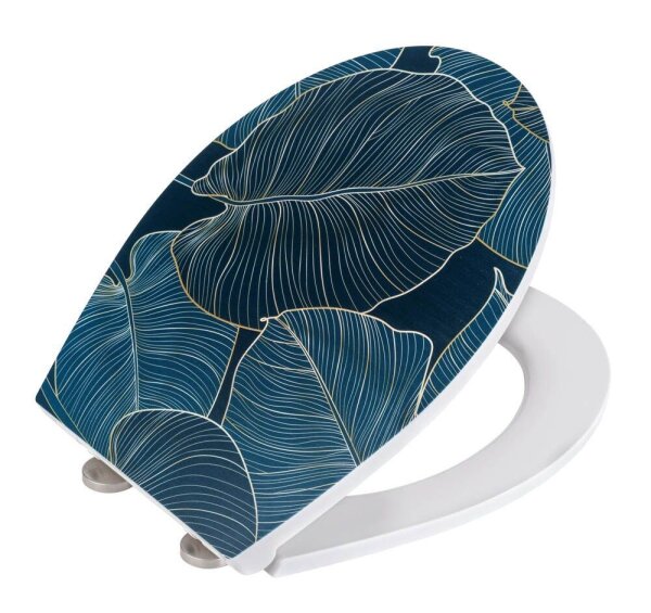 WENKO WC-Sitz mit Absenkautomatik Big Leaves blau, 1 St.