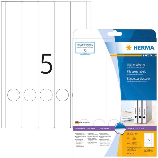 HERMA Ordneretiketten 5130 weiß, 25 Blatt