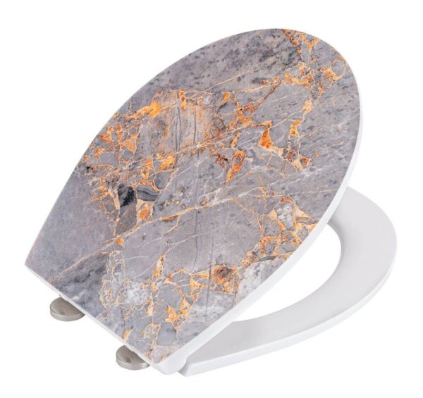 WENKO WC-Sitz mit Absenkautomatik Grey Marble mehrfarbig, 1 St.