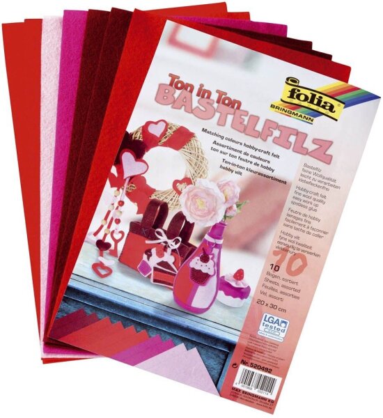 folia Bastelfilz rot 10 Bogen