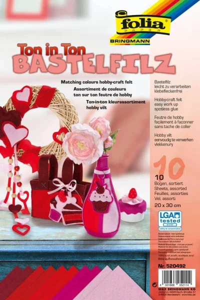 folia Bastelfilz rot 10 Bogen