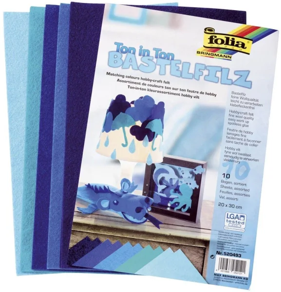 folia Bastelfilz blau 10 Bogen