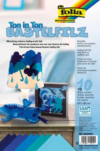 folia Bastelfilz blau 10 Bogen