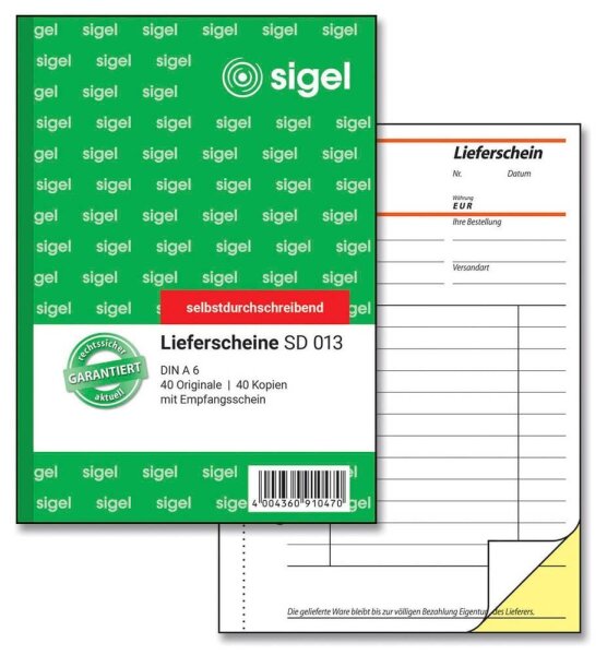 SIGEL Lieferschein mit Empfangsschein Formularbuch SD013, 1 St.