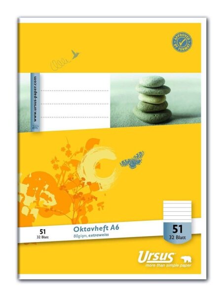 Ursus® Schulhefte Lineatur 51 liniert DIN A6 ohne Rand, 32 Blatt, 10 St.