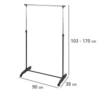 WENKO Teleskop-Garderobe Mikey schwarz Metall 90,0 x 103,0-170,0 cm, 1 St.