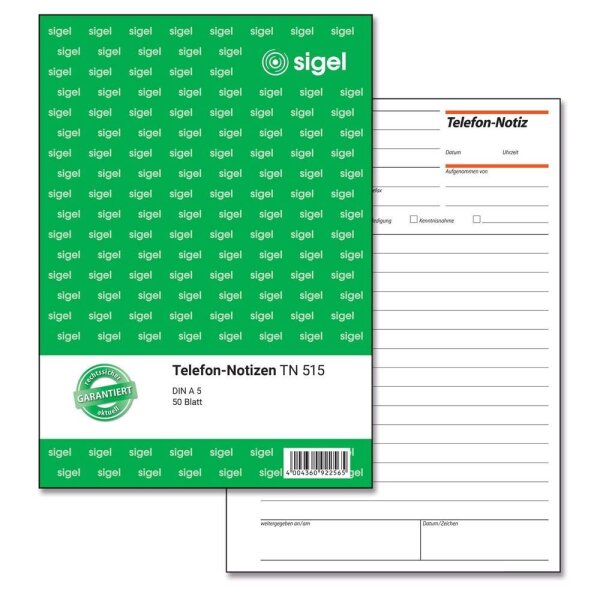 SIGEL Telefonnotiz Formularbuch TN515, 1 St.