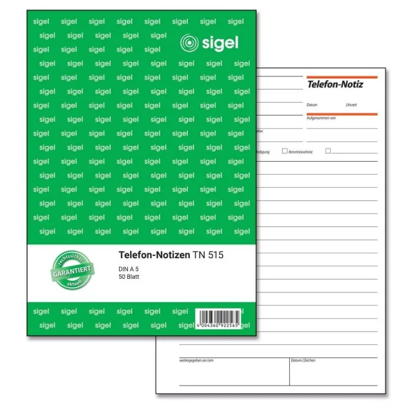 SIGEL Telefonnotiz Formularbuch TN515, 1 St.