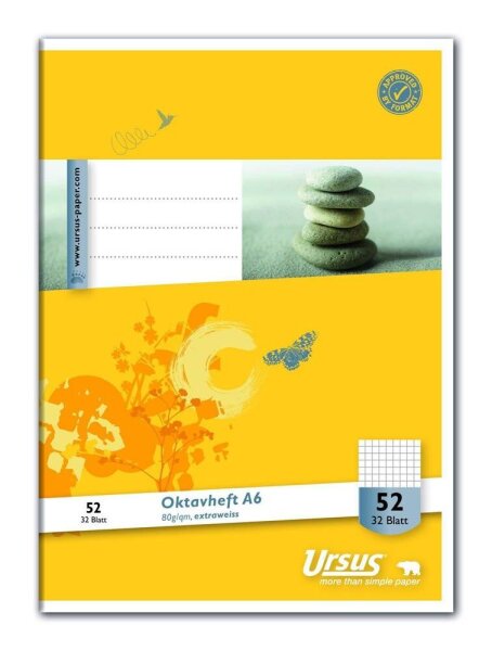 Ursus® Schulhefte Lineatur 52 kariert DIN A6 ohne Rand, 32 Blatt, 10 St.