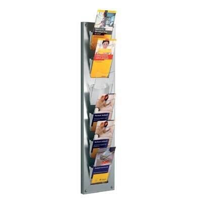 Kerkmann Wandprospekthalter alu 1/3 DIN A4 6 Fächern 18,2 x 9,7 x 84,3 cm, 1 St.
