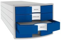 HAN Schubladenbox Impuls  blau 1012-14D, DIN A4 mit 4...