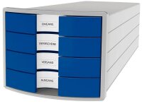 HAN Schubladenbox Impuls  blau 1012-14D, DIN A4 mit 4 Schubladen, 1 St.