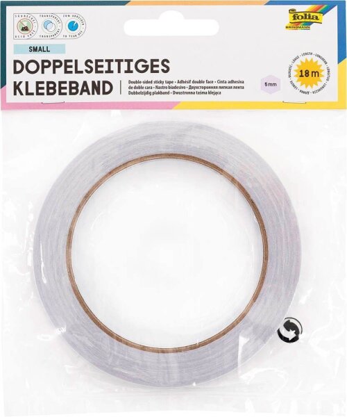 folia doppelseitiges Klebeband 5,0 mm x 18,0 m, 1 Rolle