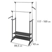 WENKO Teleskop-Garderobe All In schwarz Metall 89,5 x 117,0-169,0 cm, 1 St.