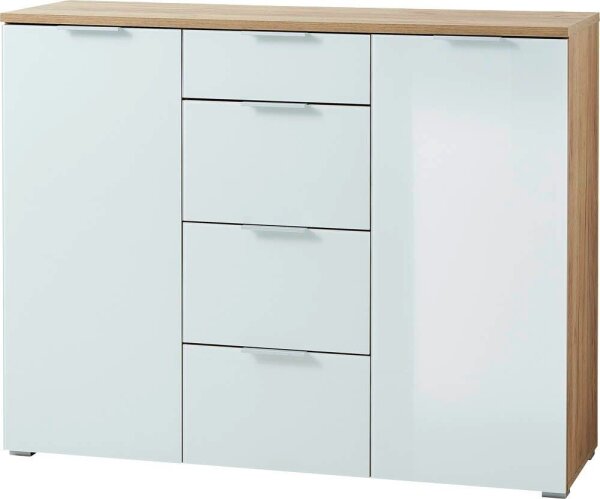 GERMANIA Sideboard TELDE, 3982-242 weiß, navarra-eiche 134,0 x 40,0 x 105,0 cm, 1 St.