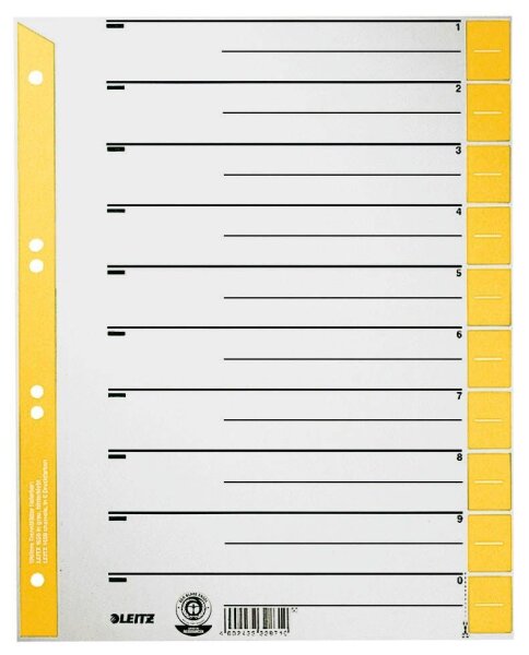 LEITZ Trennblätter 1652 DIN A4 1-0 gelb, 230 g/qm, 100 St.
